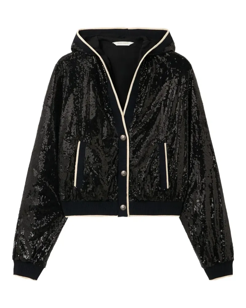 Palm Angels curved logo sequin jacket - Schwarz Schwarz