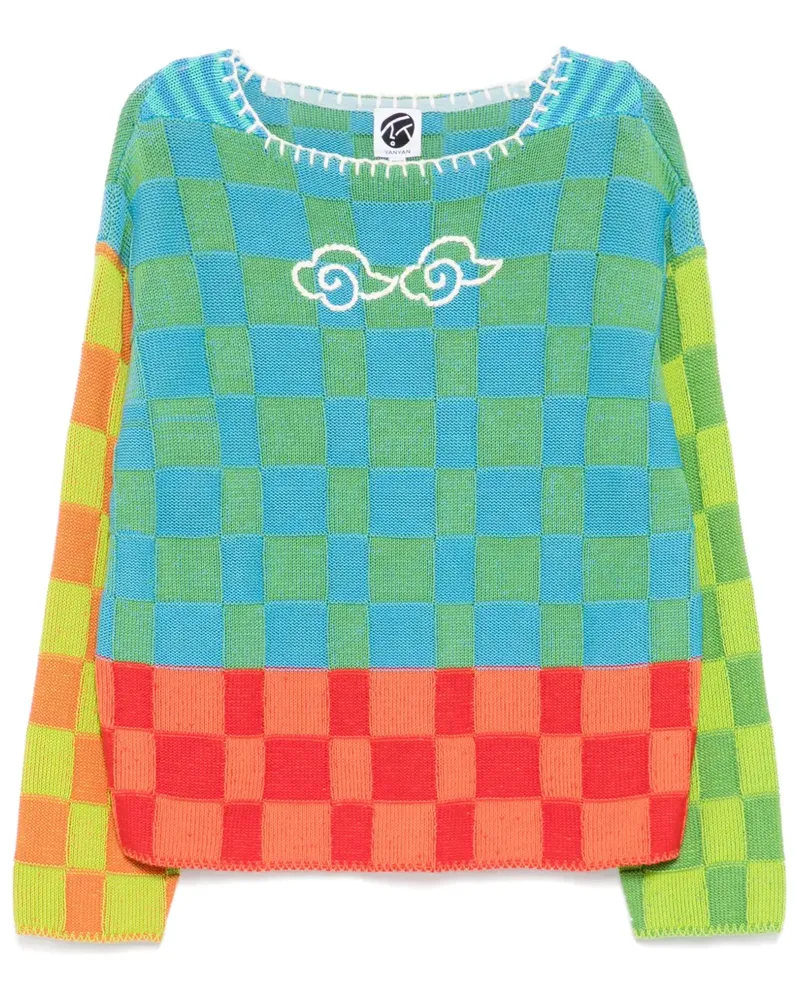 YANYAN KNITS Karierter Pullover - Blau Blau