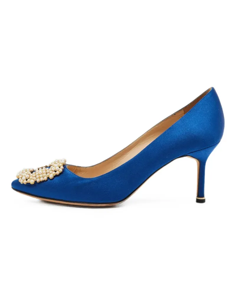 Manolo Blahnik Hangisi Pumps mit spitzer Kappe - Blau Blau