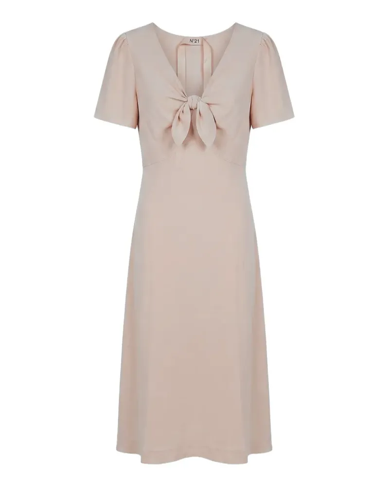 N° 21 bow-detail short-sleeve midi dress - Rosa Rosa