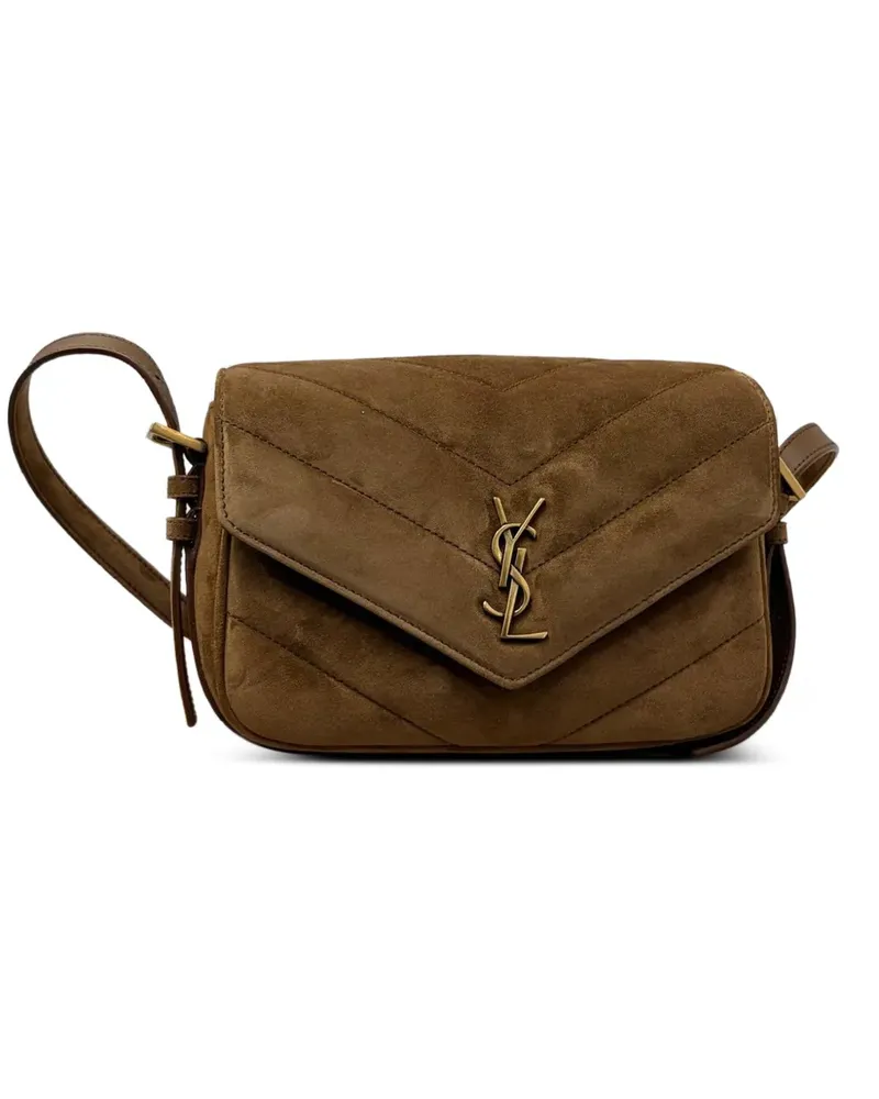 Saint Laurent Loulou Toy Umhängetasche aus Matelassé-Wildleder - Braun Braun