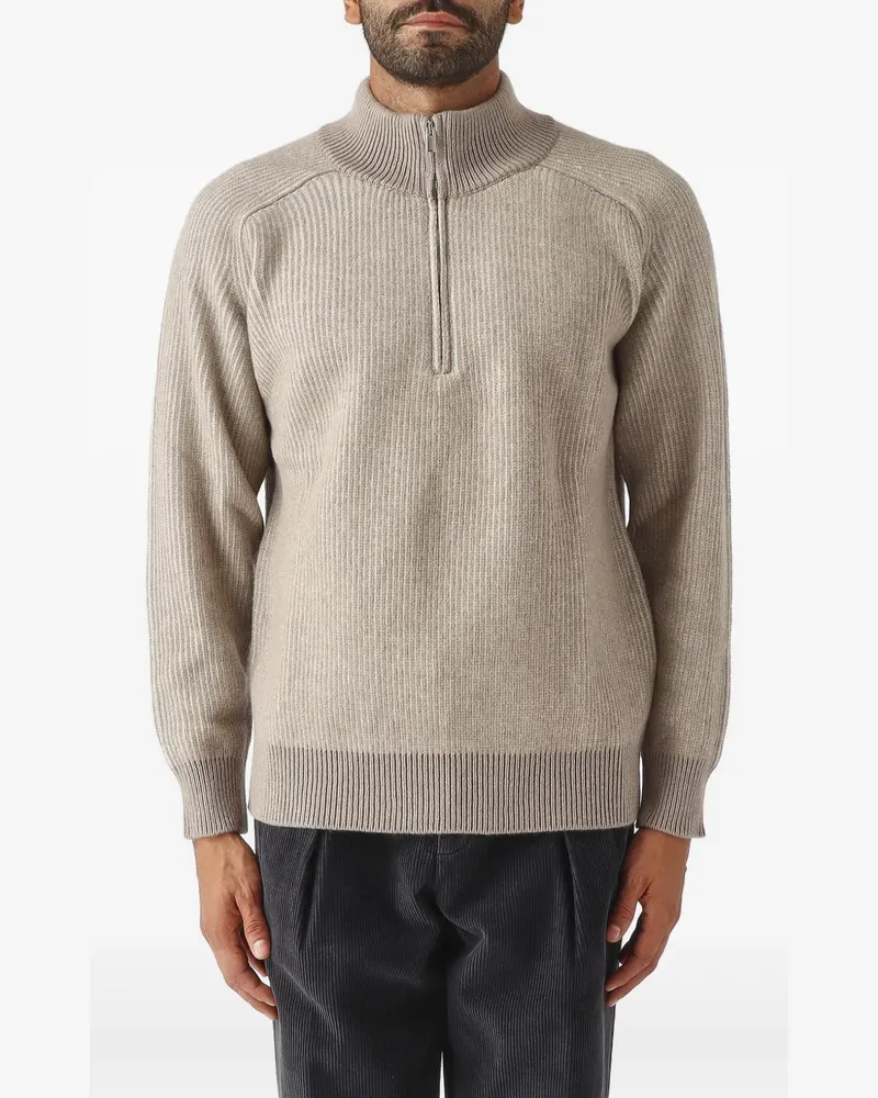 Filippo de Laurentiis ribbed-knit quarter-zip sweater - Nude Nude