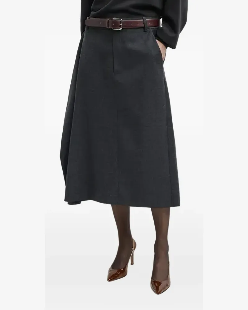 tibi button-detail wrap-effect midi skirt - Grau Grau