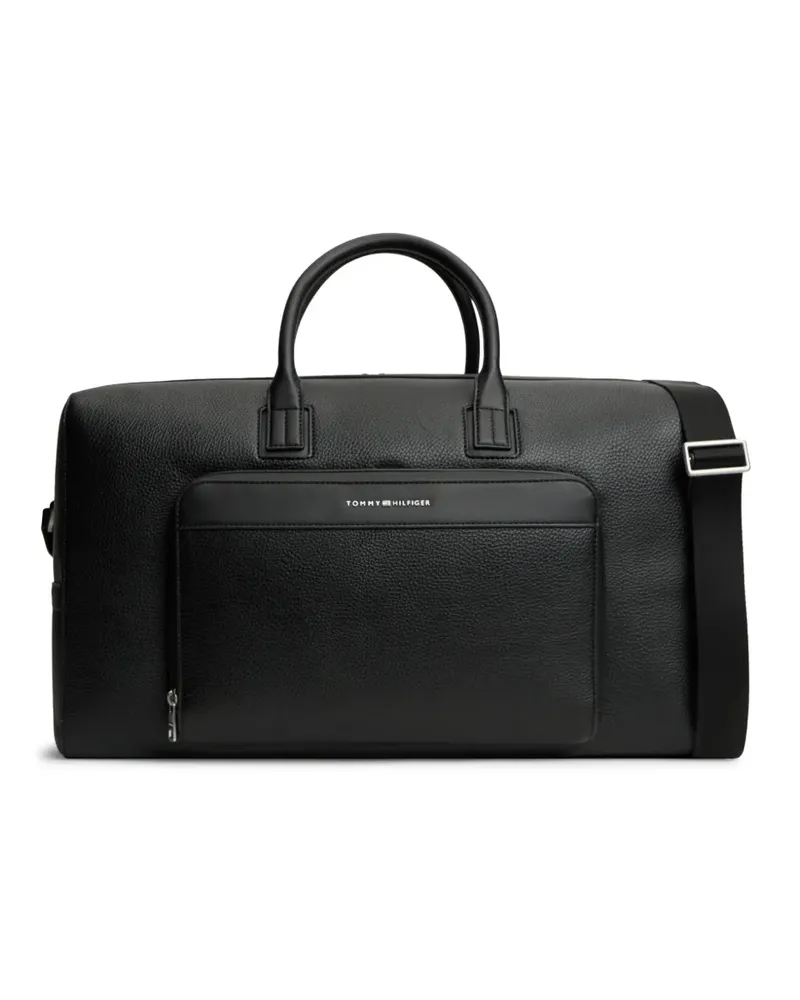 Tommy Hilfiger logo-plaque pebbled luggage bag - Schwarz Schwarz