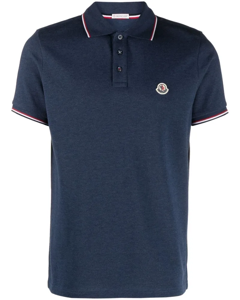 Moncler Poloshirt mit Logo-Patch - Blau Blau
