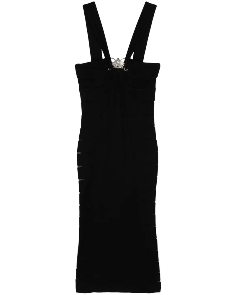 Genny Gestricktes Midikleid mit transparenten Schlitzen - Schwarz Schwarz