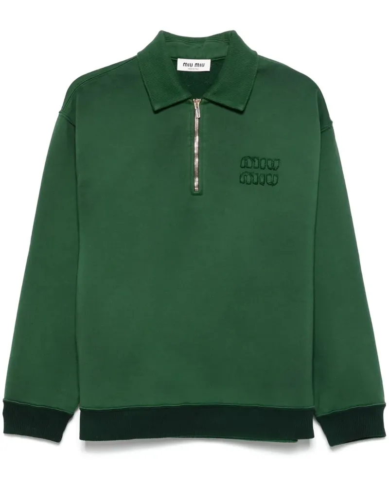 Miu Miu Poloshirt mit Logo-Patch - Grün Grün
