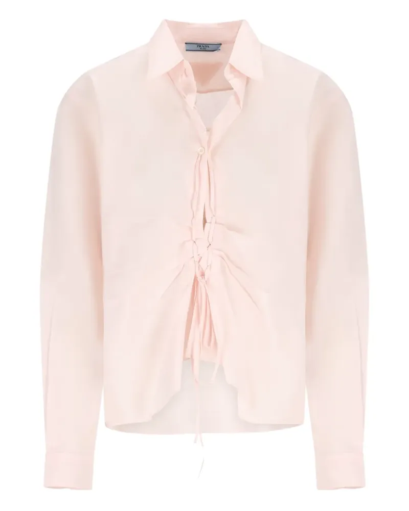 Prada lace-up cotton shirt - Rosa Rosa