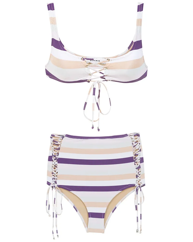 Amir Slama Bikini mit Streifen - Rosa Rosa
