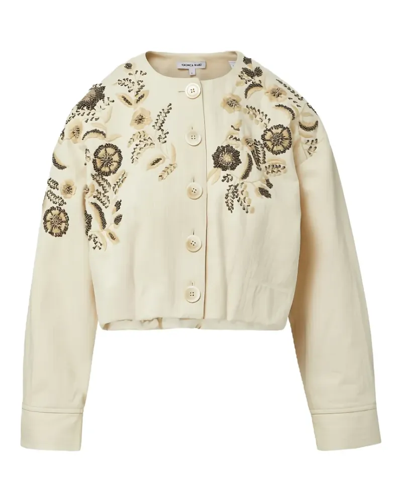 Veronica Beard Emeren Cardigan mit Blumenstickerei - Nude Nude