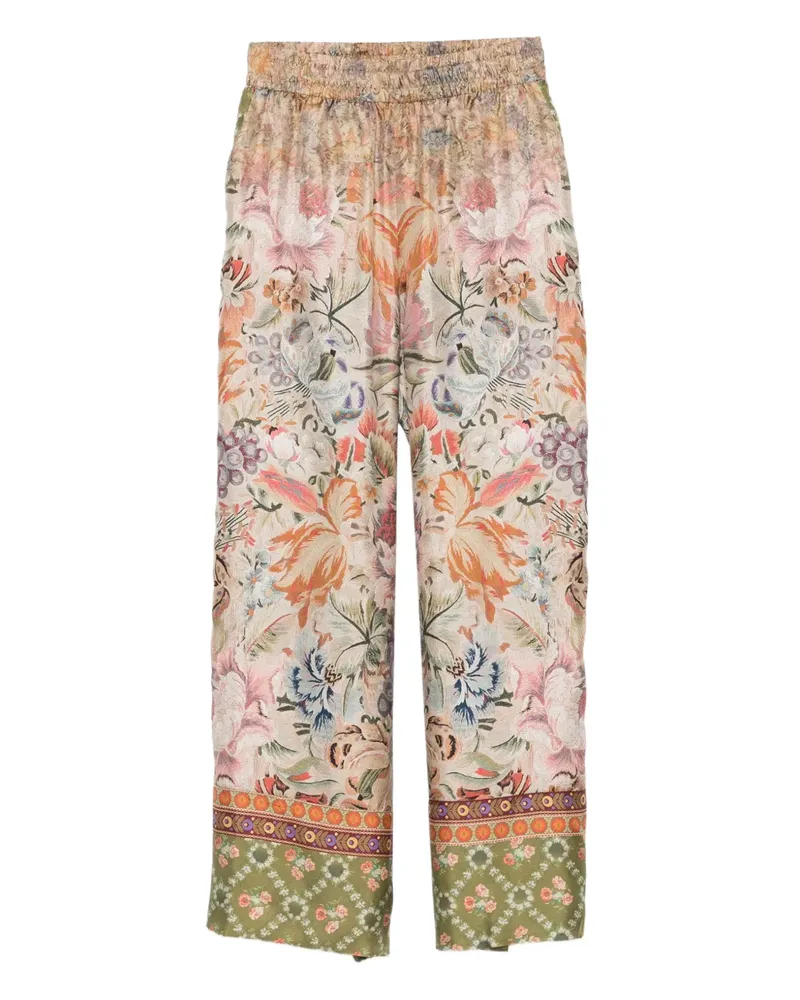Pierre-Louis Mascia Seidenhose mit Blumen-Print - Nude Nude