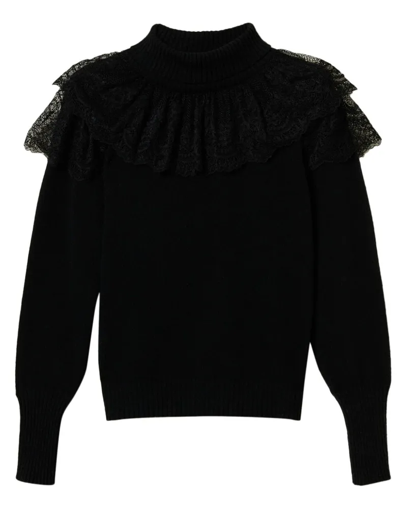 Twin-Set Pullover mit Stehkragen - Schwarz Schwarz