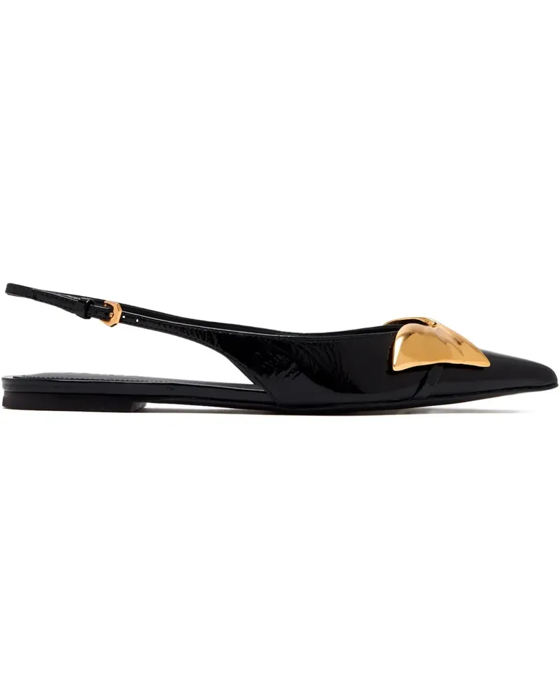 Schutz Flache Slingback-Pumps mit Schleife - Schwarz Schwarz