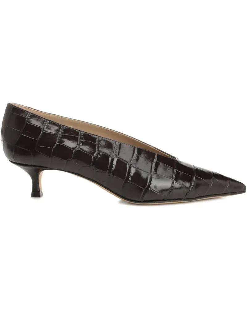 Le Monde Béryl Spitze Pumps mit Kroko-Muster - Braun Braun