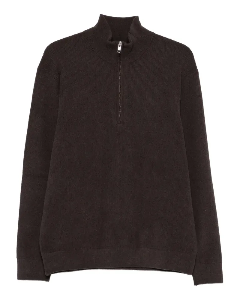 NN 07 Gerippter Pullover mit Reißverschluss - Braun Braun