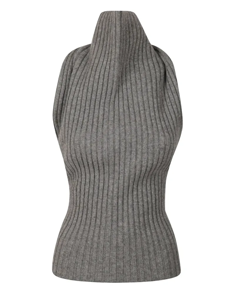 Victoria Beckham ribbed halterneck top - Grau Grau