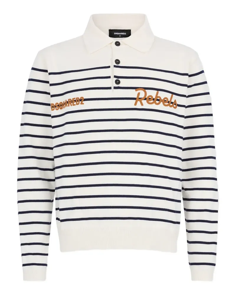 Dsquared2 Gestreiftes Poloshirt - Weiß Weiß