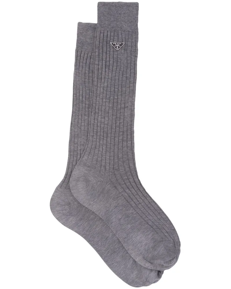 Prada Fein gerippte Socken - Grau Grau