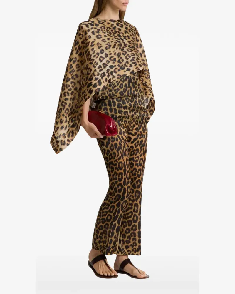Alberta Ferretti leopard-print cape-style top - Braun Braun