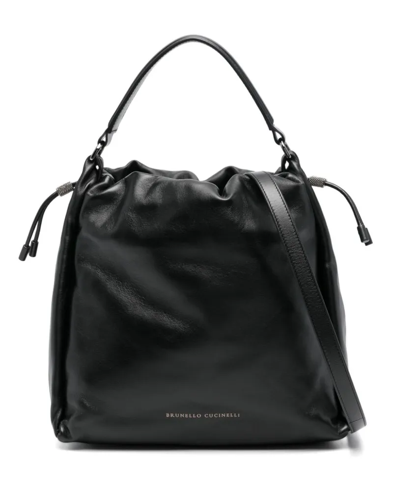 Brunello Cucinelli Schultertasche mit Logo-Prägung - Schwarz Schwarz