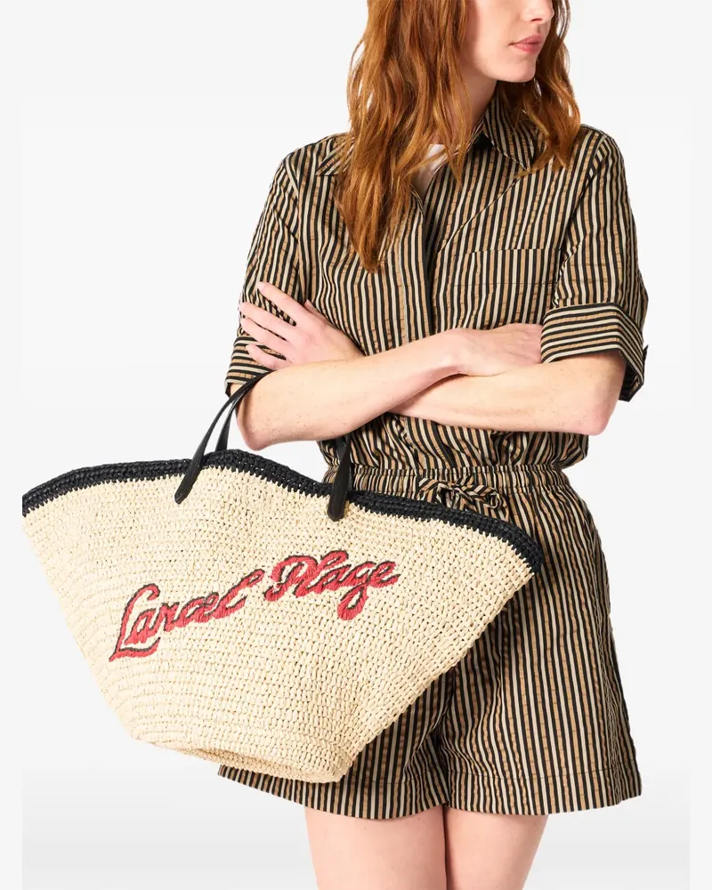 Lancel L logo-embroidery tote bag - Nude Nude