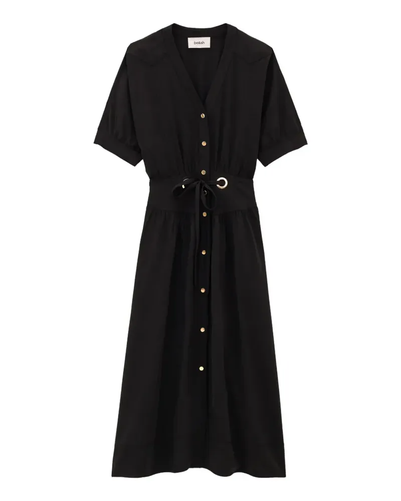 ba&sh Parisa Midikleid mit Knopfleiste - Schwarz Schwarz