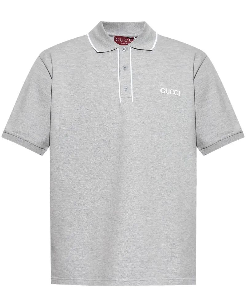 Gucci Piqué-Poloshirt mit Logo-Stickerei - Grau Grau