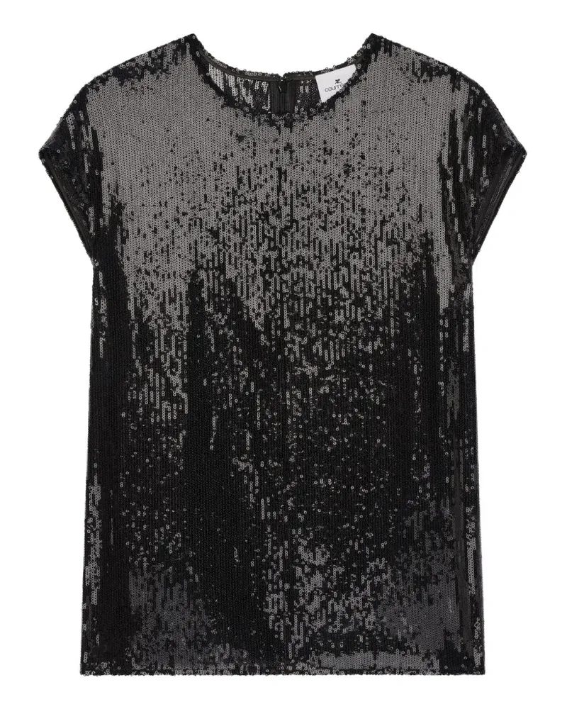 Courrèges Kurzärmelige Bluse mit Pailletten - Schwarz Schwarz