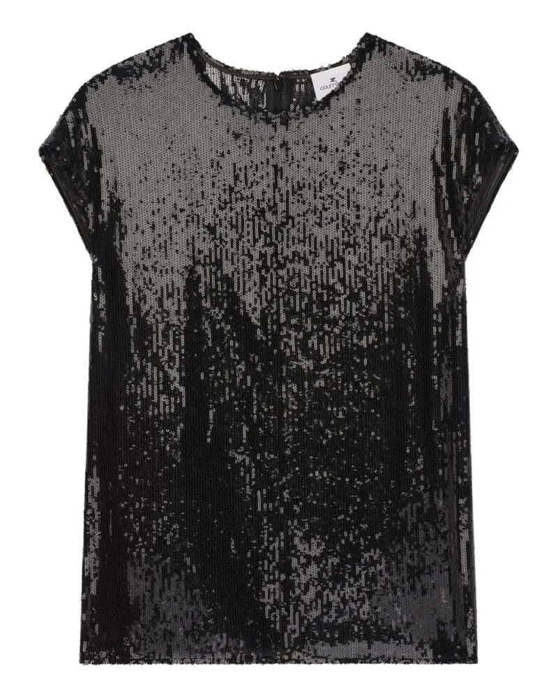 Courrèges Kurzärmelige Bluse mit Pailletten - Schwarz Schwarz