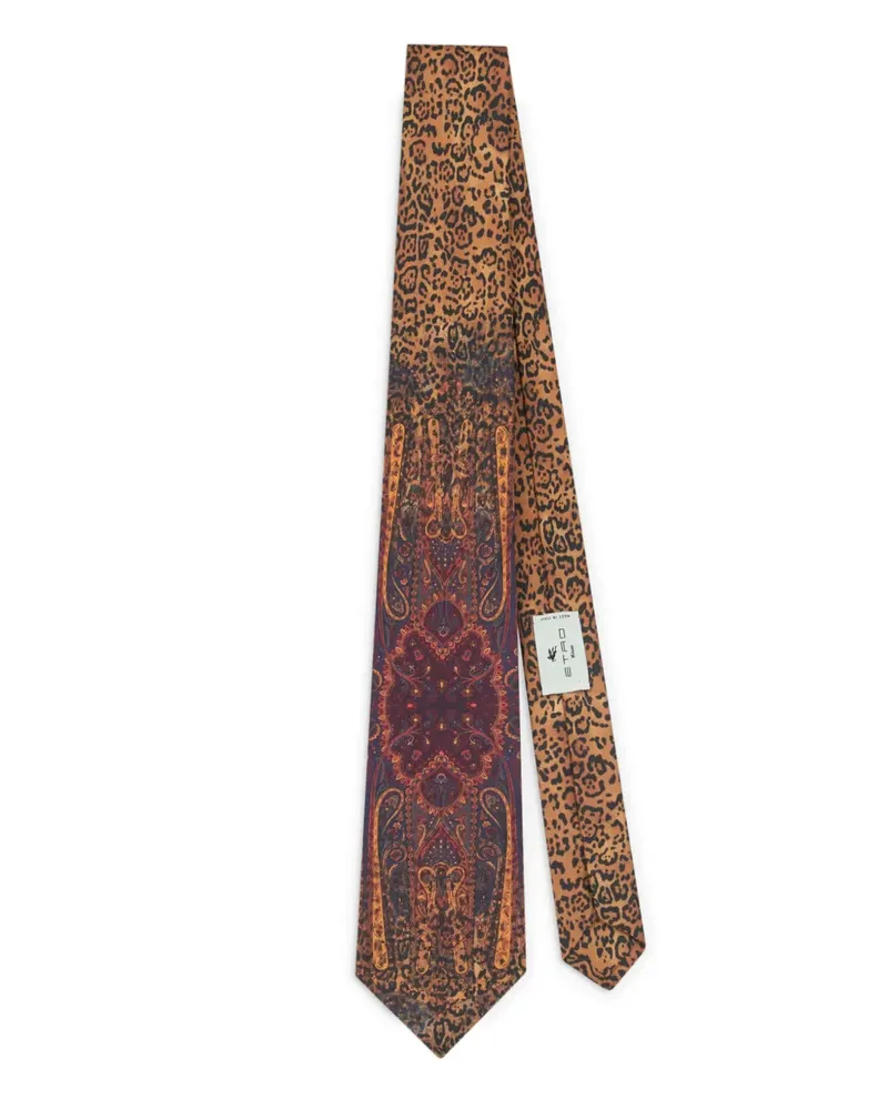 Etro paisley animal-motif tie - Braun Braun