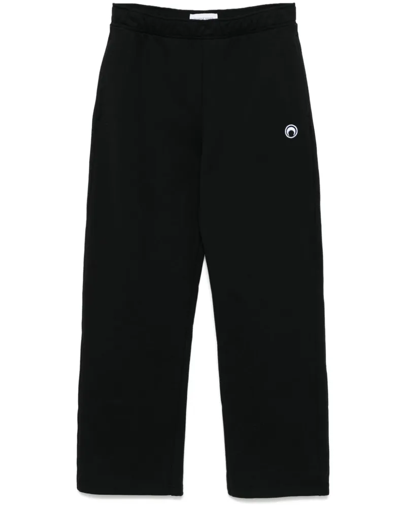Marine Serre Fleece-Jogginghose mit Mond-Logo - Schwarz Schwarz