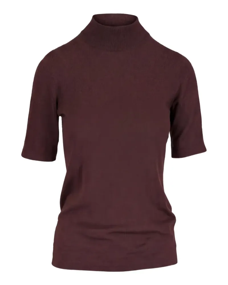 Brunello Cucinelli high-neck short-sleeve cashmere sweater - Braun Braun