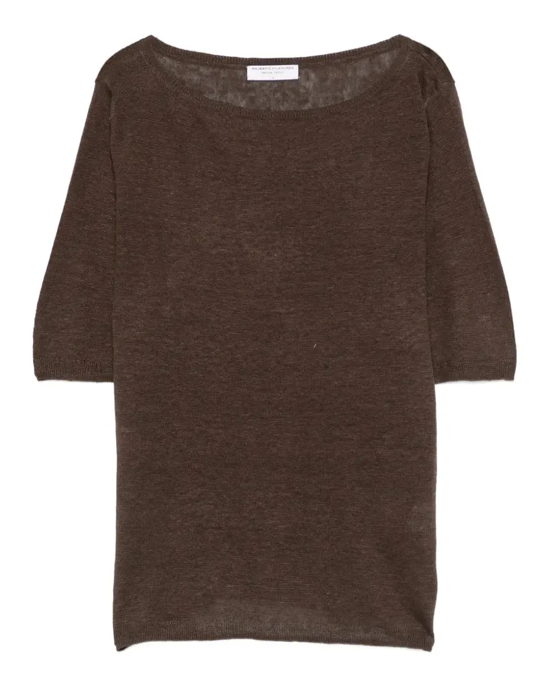 Majestic linen T-shirt - Braun Braun