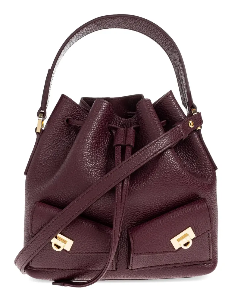Ferragamo drawstring leather bucket bag - Rot Rot