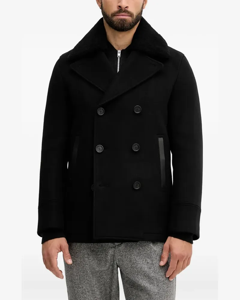 Mackage Cole shearling-collar double-breasted coat - Schwarz Schwarz