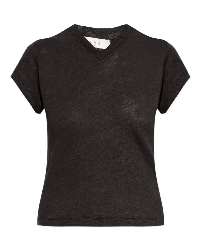 IRO V-neck linen T-shirt - Schwarz Schwarz