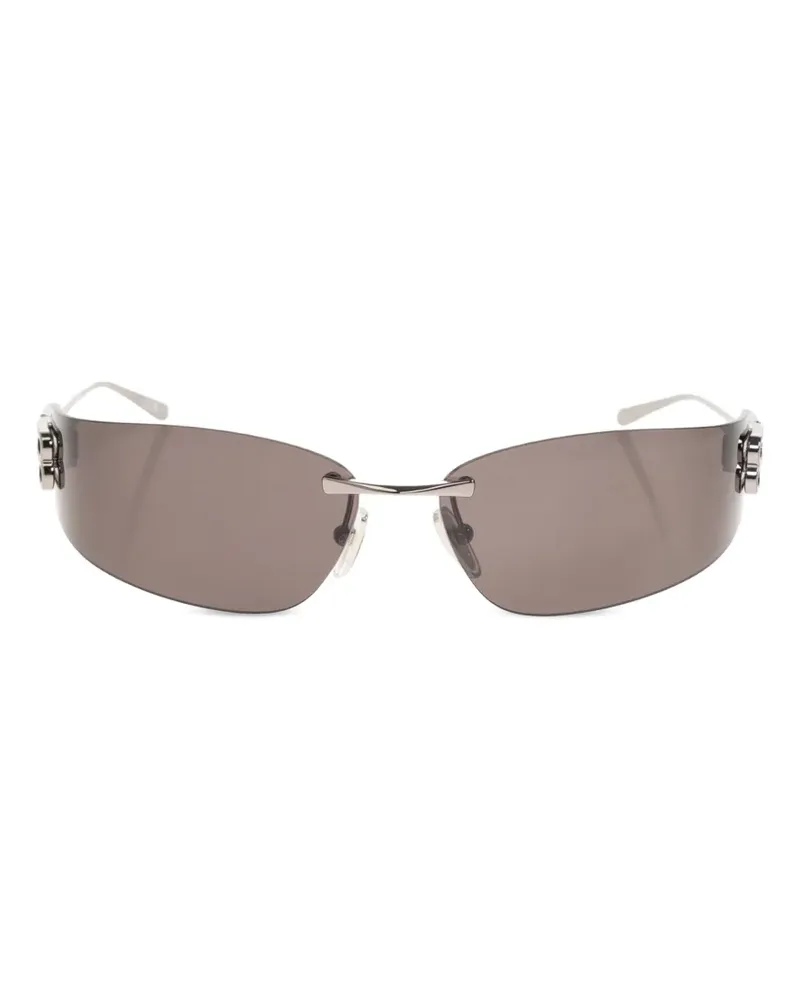 Balenciaga Rahmenlose Sonnenbrille mit Logo-Schild - Silber Silber