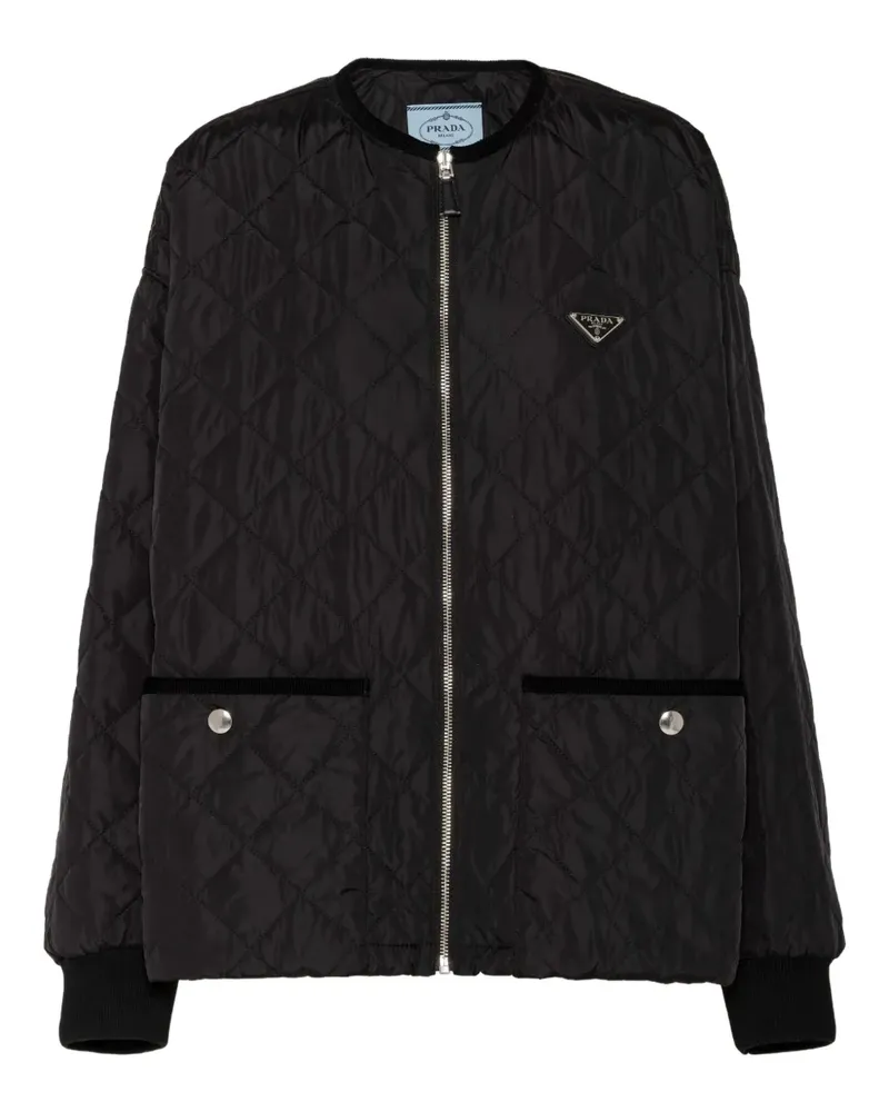 Prada Gesteppte Jacke mit Cordbesatz - Schwarz Schwarz
