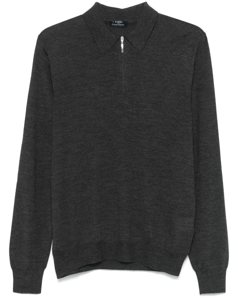 BARBA Fein gestricktes Poloshirt - Grau Grau