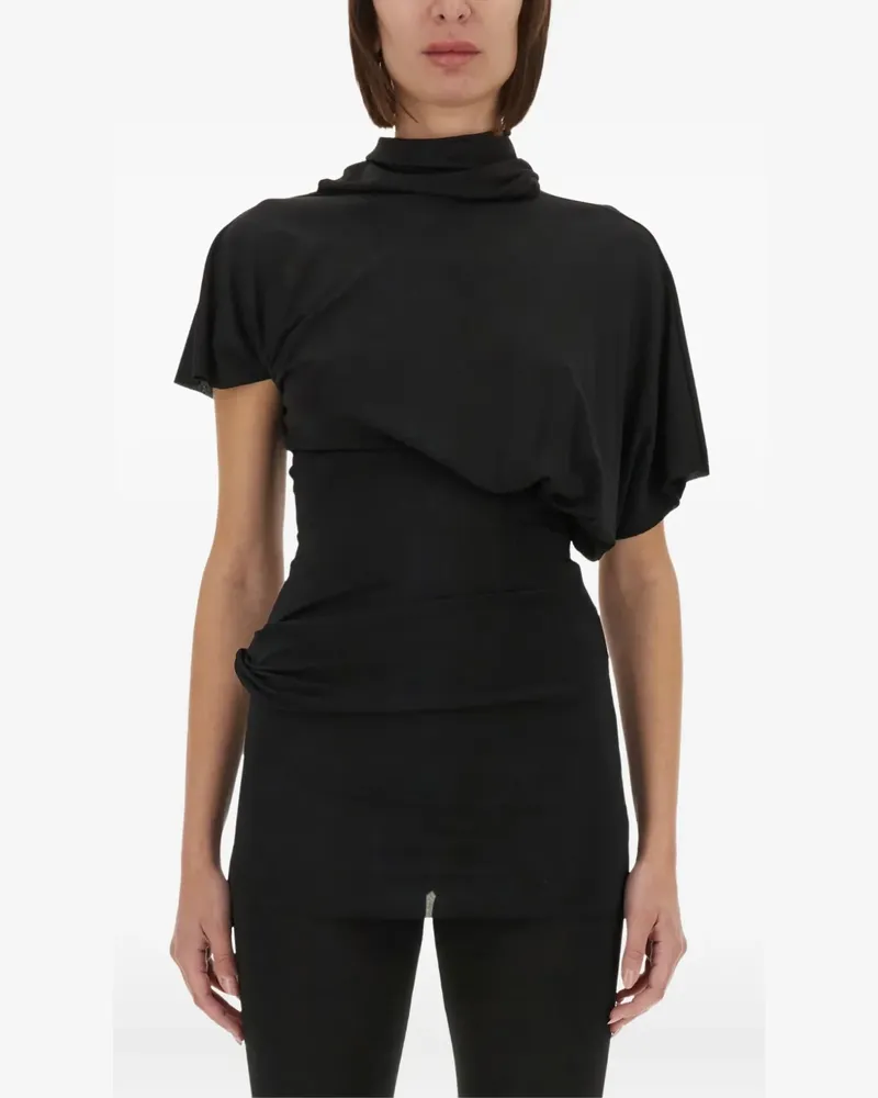 Rick Owens Lilies turtleneck asymmetric-sleeves top - Schwarz Schwarz