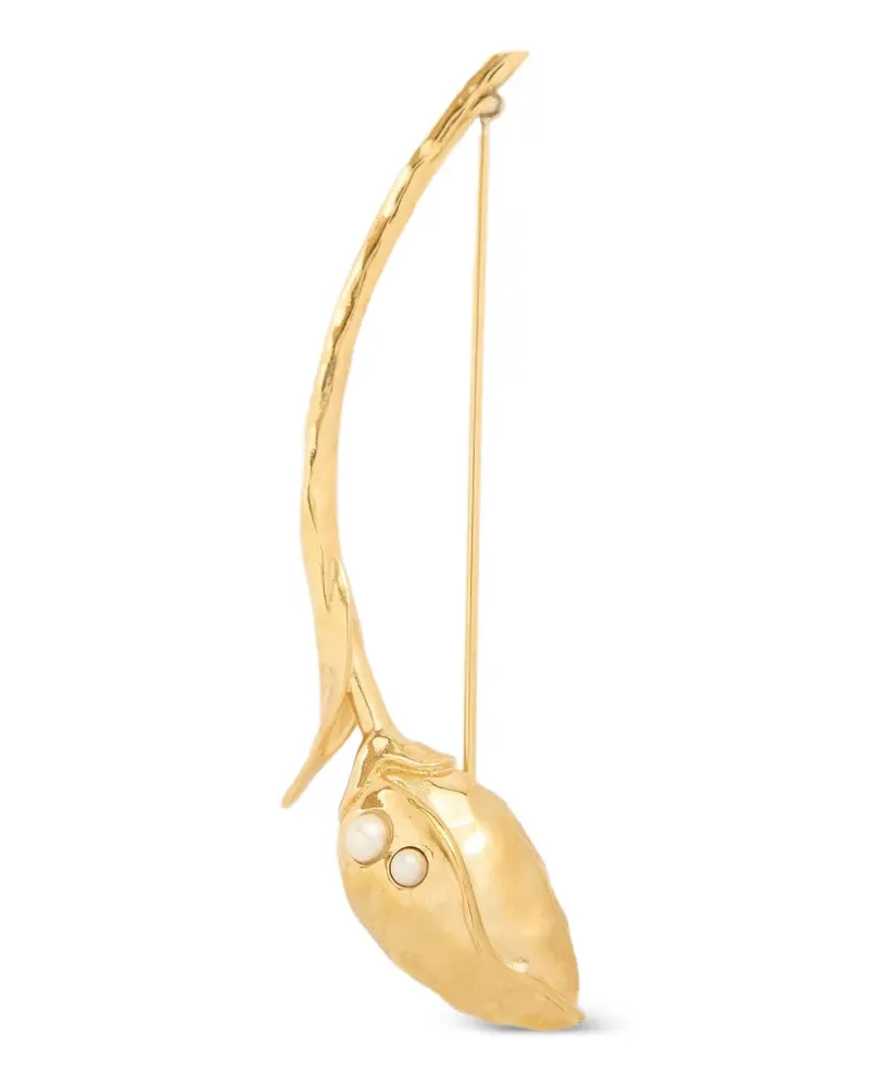 Erdem pearl-embellishment brooch - Gold Gold