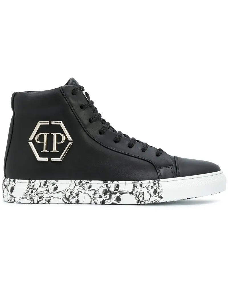 Philipp Plein High-Top-Sneakers mit Totenköpfen - Schwarz Schwarz
