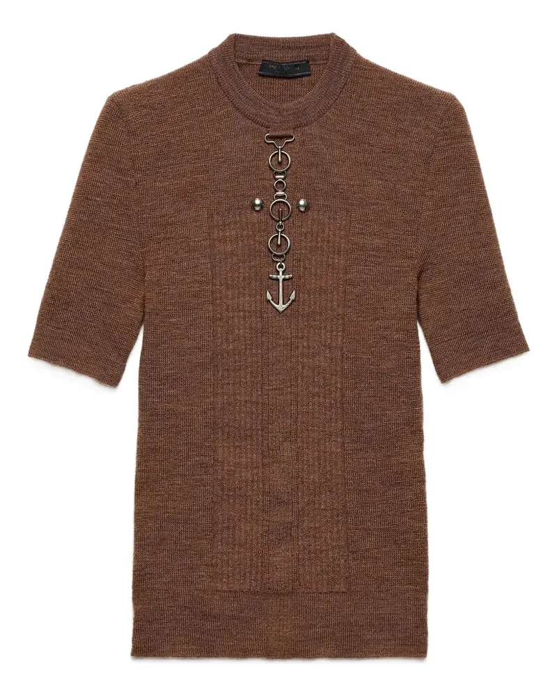 Prada Gerippter Pullover mit Ankerdetail - Braun Braun