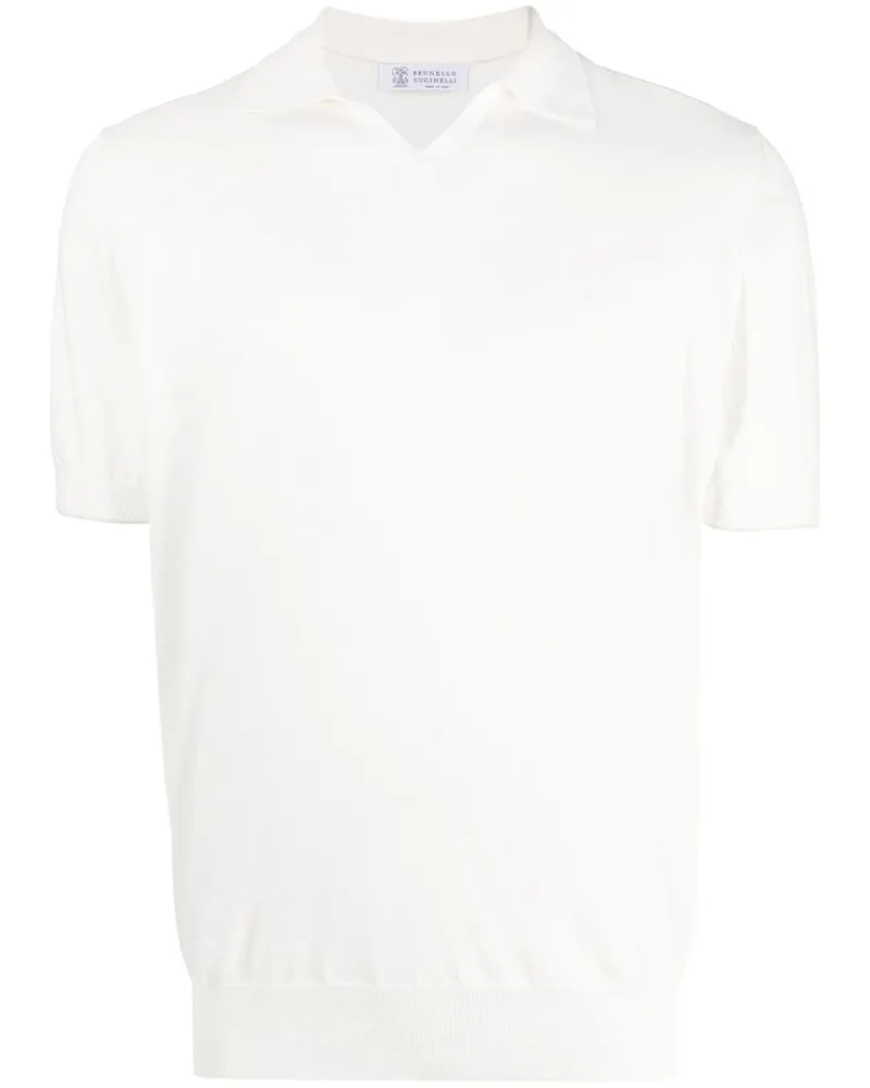 Brunello Cucinelli Fein gestricktes Poloshirt - Weiß Weiß
