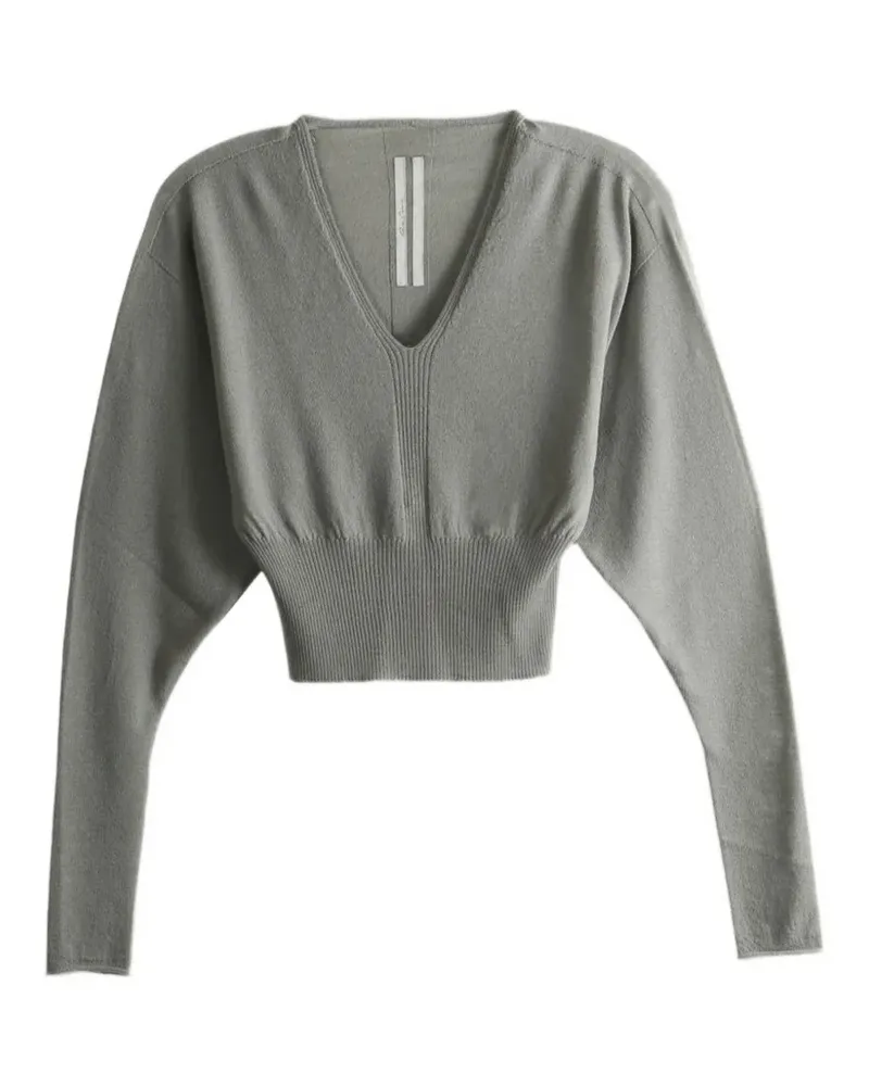 Rick Owens Gerippter Pullover mit V-Ausschnitt - Grau Grau