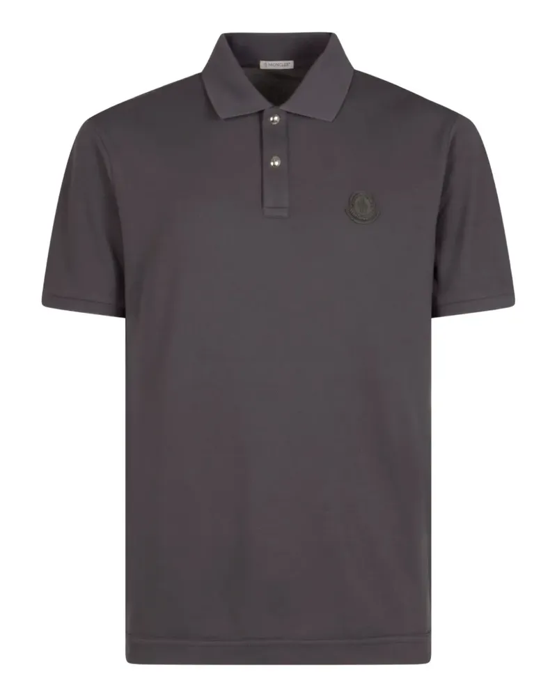 Moncler logo-patch cotton polo shirt - Grau Grau
