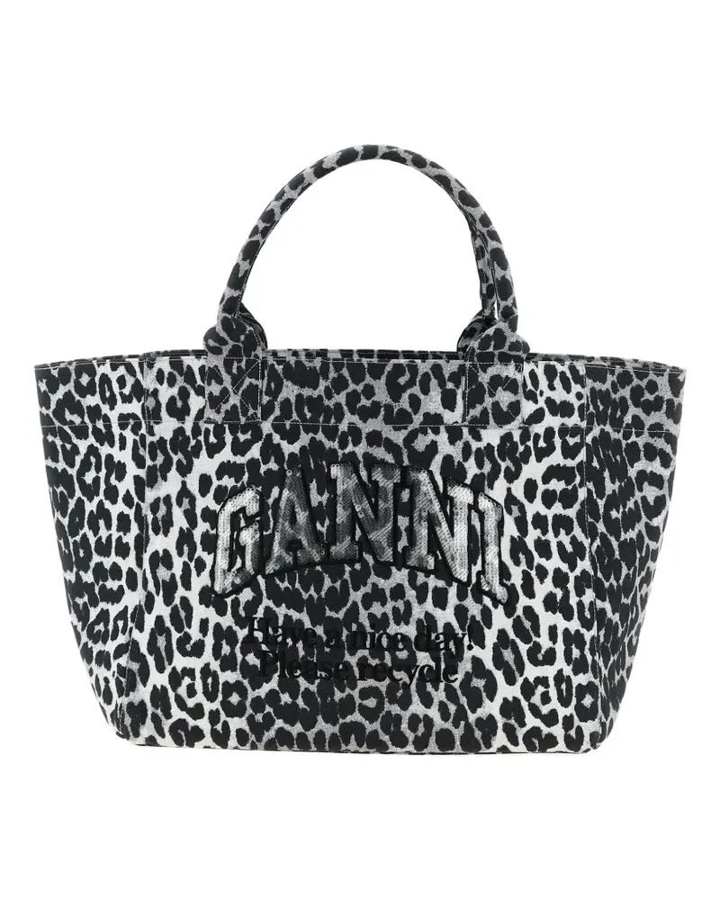 Ganni leopard sequin medium tote - Weiß Weiß