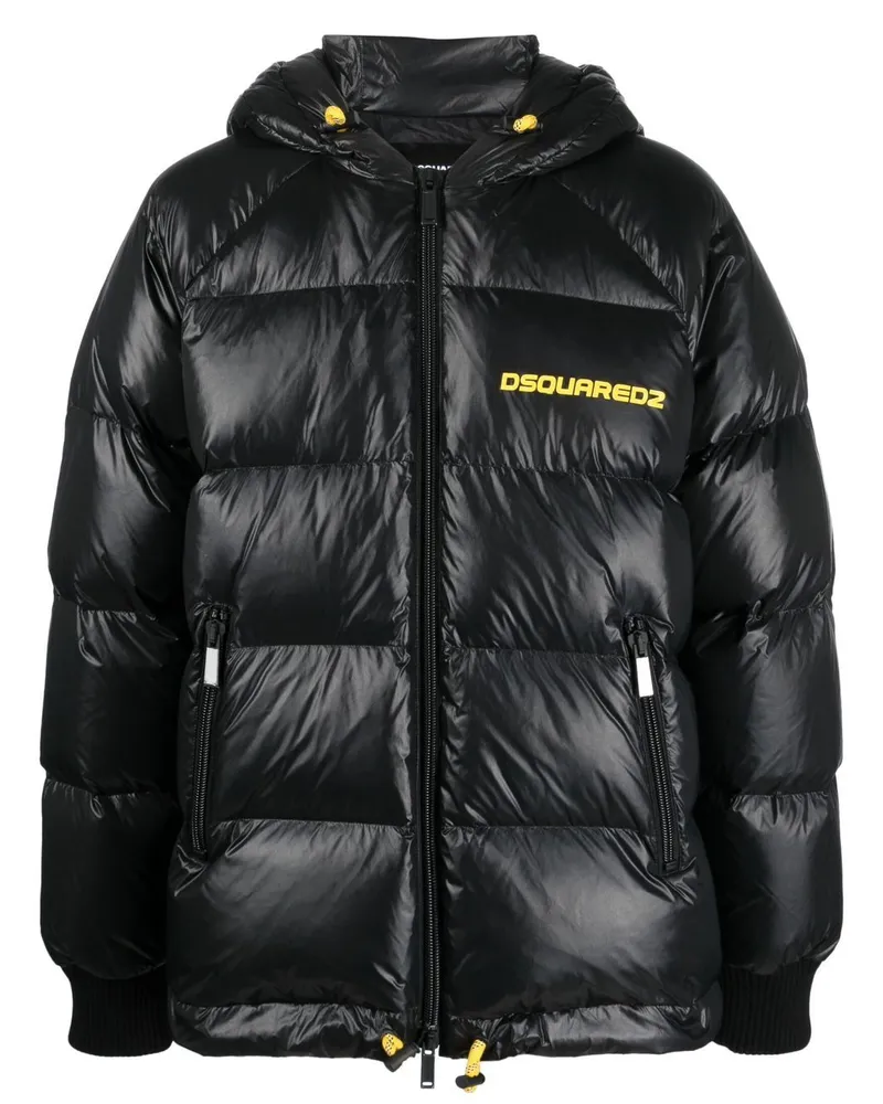 Dsquared2 Gefütterte Jacke mit Logo-Print - Schwarz Schwarz
