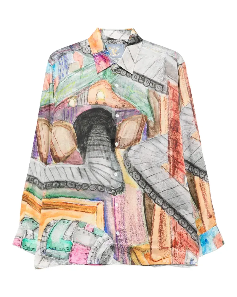 KidSuper patterned button-up shirt - Grau Grau