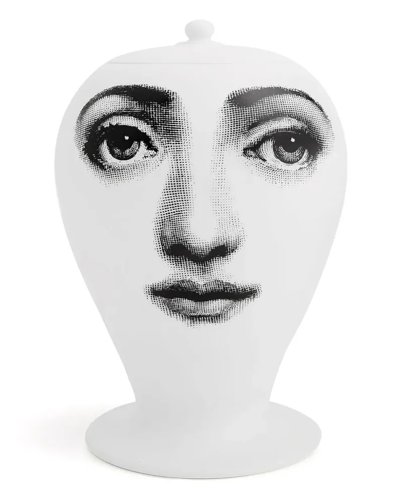 Fornasetti Buongiorno/Buonanotte Vase (15cm x 9cm) - Weiß Weiß